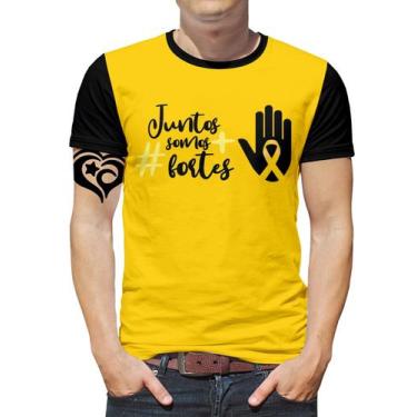 Imagem de Camiseta Setembro Amarelo Plus Size Masculina Blusa Mão - Alemark
