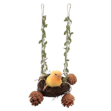 Imagem de Ninho de vime natural pequeno, médio grande para papagaio, periquito, calopsita, cacatua, arara, amazona, periquito, periquito, periquito, periquito, africano, cinza, periquito, poleiro (pequeno)