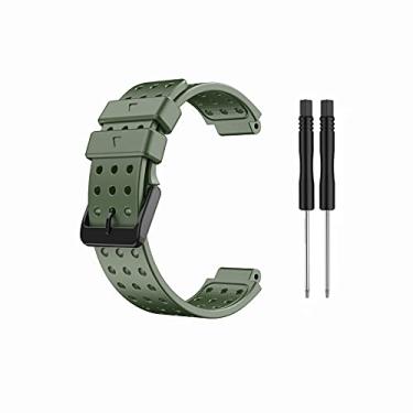 Imagem de Pulseira de relógio verde militar para Garmin Approach S20/ S5/ S6, pulseira de substituição personalizada de silicone macio compatível com Garmin Forerunner 220/230/ 235/620/ 630/ 735XT/ 235lite