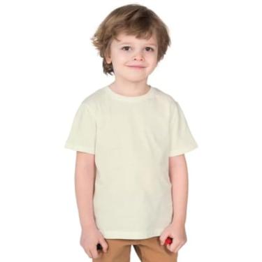 Imagem de Camiseta Infantil Masculina Basica Gola Redonda 100% Algodão Leve Macia e Confortável (BR, Numérico, 8, Regular, Off White)
