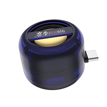 Imagem de DUERDU Mini alto-falante USB-C para celular, alto-falante plugue, recarregável Plug and Play 250 mAh com alto-falante de baixo transparente compacto e portátil para viagem em casa - azul, codificação