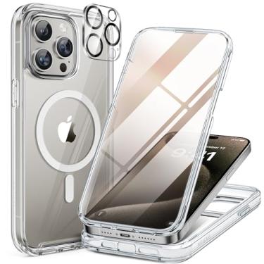 Imagem de Miracase Capa magnética para iPhone 15 Pro Max de 6,7 polegadas [compatível com Magsafe] Capa de celular à prova de quedas de corpo inteiro para iPhone 15 Pro Max com protetor de tela de vidro