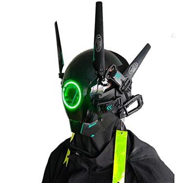 Imagem de KYEDAY Punk Mask Cosplay for Men and Women, LED Round Light Mask Cosplay Halloween Fit Party Music Festival Accessories (green)