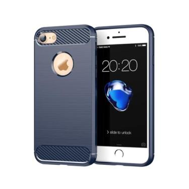 Imagem de Sidande Capa para iPhone 6 Plus, iPhone 6S Plus, Apple 6 Plus, capa ultrafina para celular com absorção de choque, capa protetora de borracha TPU de fibra de carbono para iPhone 6 Plus, azul marinho