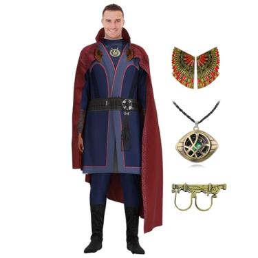 Imagem de Kids/Adults Strange Costume Cosplay Dr Cape Jumpsuit Sling Ring Props with Magic Power Necklace