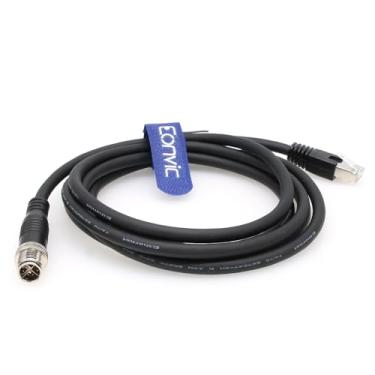 Imagem de Cabo Eonvic Cognex Industrial Ethernet M12 8 pinos X-Type para RJ45 de alta flexibilidade, Preto, 2M