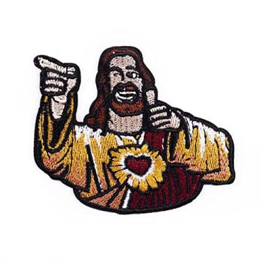Imagem de Patch de Jesus com aplique bordado religioso engraçado ferro na costura remendo bordado adesivos de roupas jaqueta bolsa bonés artes artesanato