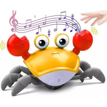 Imagem de Caranguejo Brinquedo Fujão Sensor Dança Som Eletrônico MK0715 Laranja