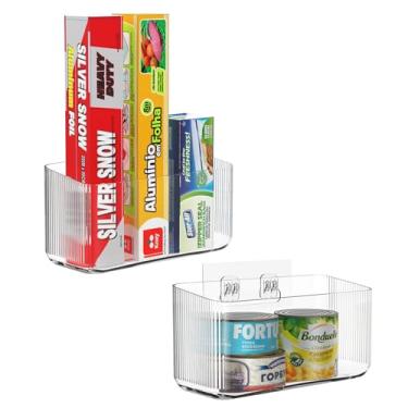 Imagem de FavoThings Pacote com 2 organizadores de porta de armário com gancho adesivo, organizador de envoltório de cozinha, prateleira de armazenamento de plástico versátil para cozinha, banheiro, escritório,