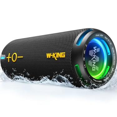 Imagem de W-KING Alto-falante Bluetooth, à prova d'água, portátil com IPX7, 80W, Bluetooth 5.3, aplicativo de equalização personalizado, Graves profundos, Preto