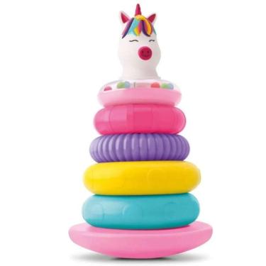 Imagem de Brinquedo Infantil Pirâmide De Argolas Unicórnio - Divertoys