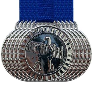 Imagem de Kit 200 Medalhas 45mm Vôlei Campeonato Esporte Escola Honra prata