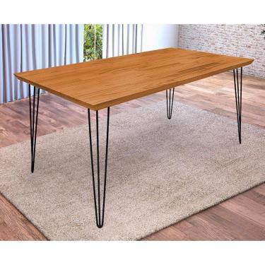 Imagem de Mesa Jantar Industrial 1,60m Lanna Madeira e Ferro - Imbuia Atraente Móveis
