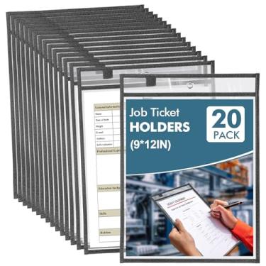 Imagem de Pacote com 20 suportes para bilhetes de trabalho 22 x 30 cm - porta-documentos - protetores de folhas - capas de plástico para papel - bolsos apagáveis a seco - Suporte de bilhete com mangas