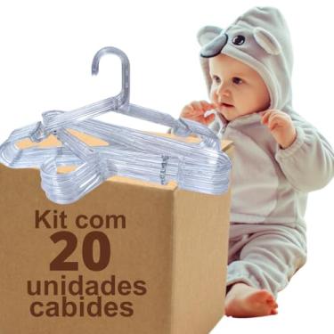 Imagem de Kit 20 Cabide Infantil Acrílico Transparente Cristal Reforçado