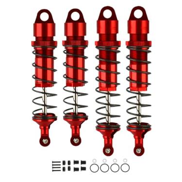 Imagem de Rcarmumb Parte dianteira traseira RC Shock Upgrades para trenó 1/8 4WD #95076-4, 4 peças de alumínio completo Big Bore RC Choques Hops Up para Sledge Monster Truck, vermelho