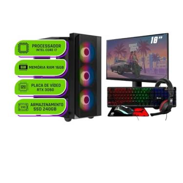 Imagem de PC Gamer Completo Alligator Shop Intel Core i7 3770,GeForce RTX 3050, Memoria 16GB DDR3, SSD 240GB, Monitor 18 Polegadas