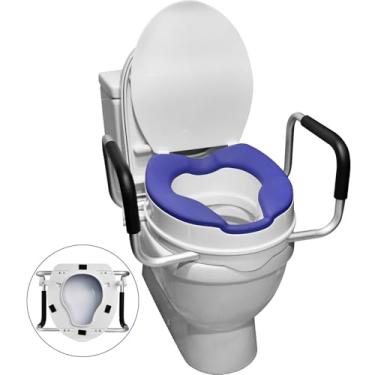 Imagem de JumboTIGER Assento sanitário elevado com alças para idosos (azul)