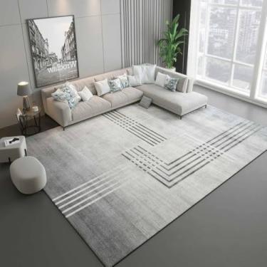 Imagem de Moderno simples sala de estar decoração tapete grande área macio lounge tapete cinza nórdico para quarto tapete, 12,300x400cm