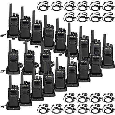Imagem de Retevis RT68 Walkie Talkies com fone de ouvido, rádios de 2 vias de longo alcance, Walkie Talkies resistentes para adultos, recarregável com base de carregador USB, para restaurante School Manufacturing Healthcare (pacote com 20)