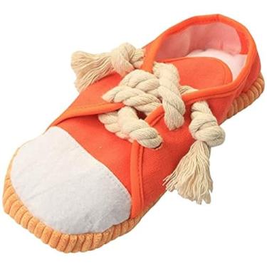 Imagem de DOGOWU Brinquedos de mastigar para cães, brinquedos criativos em forma de sapatos, brinquedo barulhento durável e seguro para cães brincando com sapatos engraçados brinquedo de som para animais de estimação pequenos e médios