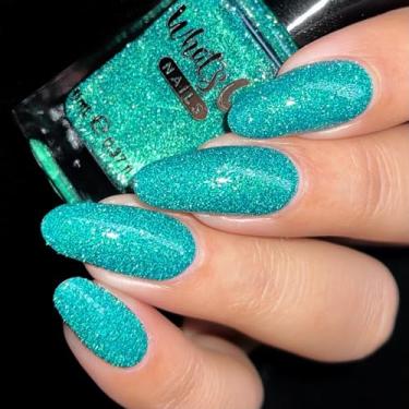 Imagem de Whats Up Nails - Can’t Unsee Nail Polish Teal Base with Small Green Flash Reflective Glitter and Green to Blue Iridescent Shimmer Lacquer Varnish Made in USA 21 free Cruelty Free Vegan Clean