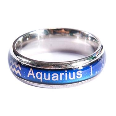 Imagem de ACCHEN Anel de humor constelação mudança de cor emoção anel de dedo com caixa, Resina, Sem pedra preciosa