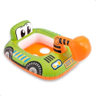 Imagem de Boia Inflável Para Criança Carrinho Escavadeira e Trator Praia Piscina (LARANJA-VERDE/ESCAVADEIRA)