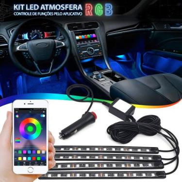Imagem de Barra Led Neon RGB Interno Citroen C4 Luz Interna Controle Por Via Cel