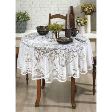 Imagem de Toalha de Mesa Redonda Renda Branca 1,40m 4 Cadeiras - JCM