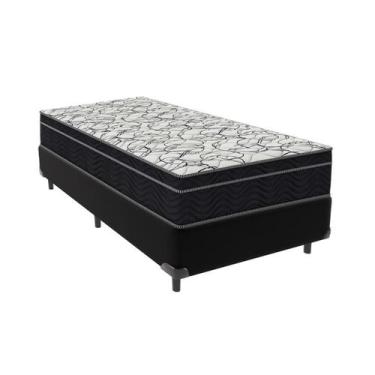 Imagem de Cama Box Solteiro Preto e Colchão Airtech 150 D45 Ortobom