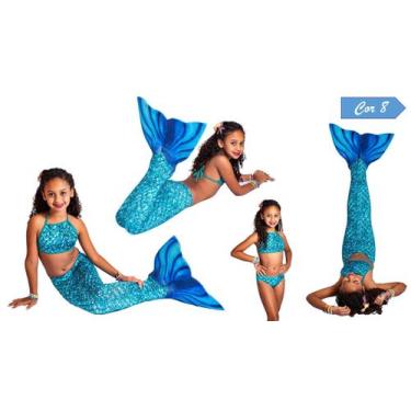 Imagem de Cauda De Sereia Infantil + Nadadeira + Biquíni Completo - Pronta Entre