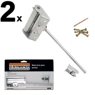 Imagem de Kit 2 Mola Aérea Prata Fechamento Automatico Porta Leve - Starfer