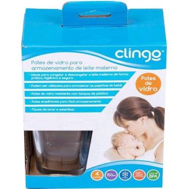 Imagem de Kit 4 Potes de Vidro para Armazenar Leite Materno ou Papinha Clingo, B