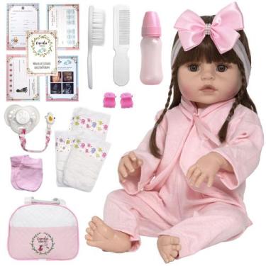 Imagem de Bebe Reborn Menina Julia 46cm Bolsa Maternidade 20 Itens - Cegonha Reb