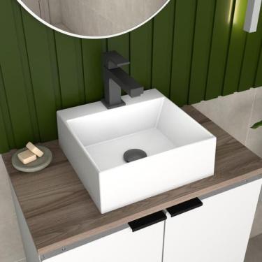 Imagem de Cuba Para Banheiro Em Mármore Sintético Cubo Fit Branca - Cozimax