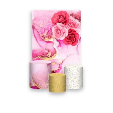 Imagem de Painel De Festa Vertical 1,50 x 2,20 + Trio De Capas Cilindro - Efeito