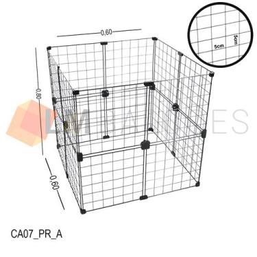 Imagem de Cercadinho Aramado Preto Para Pet - 0,60 X 0,80 X 0,60m - LM Balcoes