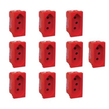 Imagem de kit 10 Módulo Tomada 20A Vermelho Pial Plus Normal 615079 Le - legrand
