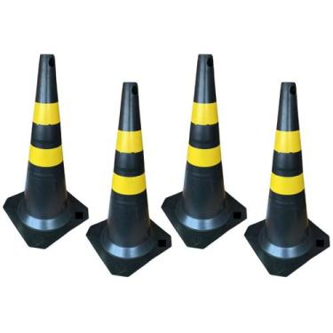 Imagem de Kit 4 Cone de Sinalização 75cm para Trânsito Estacionamento EPI Segura
