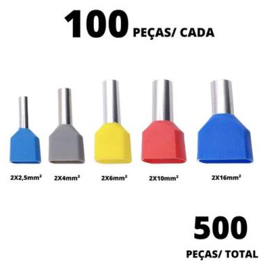 Imagem de 500un Terminal Tubular Ilhós Duplo de 2,5mm² a 16,0mm² - C&B Conectore
