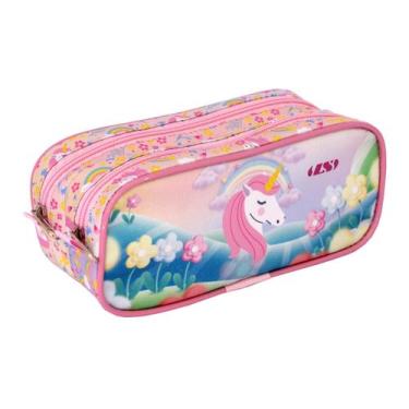 Imagem de Estojo Infantil Duplo Unicórnio Rosa - EE1252 - L S BOLSAS E MOCHILAS
