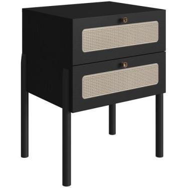 Imagem de Mesa de Cabeceira 02 Gavetas com Telinha Pés Madeira Moss A03 Nero Pre