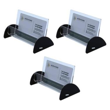 Imagem de Porta Cartão de Visita de Acrílico Preto - Kit com 3un - Acrihome Acrí