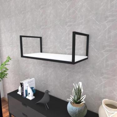 Imagem de Prateleira industrial suspensa estante parede nicho branco cozinha esc