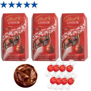 Imagem de Chocolate Lindor Ao Leite Lindt 200g (3 Caixas)