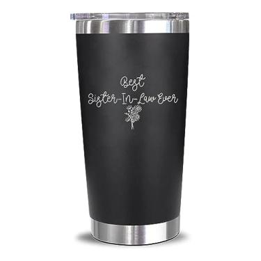 Imagem de GreenStar Gifts Copo Best Sister-In-Law Ever - Caneca floral da cunhada - Caneca de cunhada - Presente para a cunhada - Presente para o Dia das Mães - Caneca de café da cunhada - Copo de aço