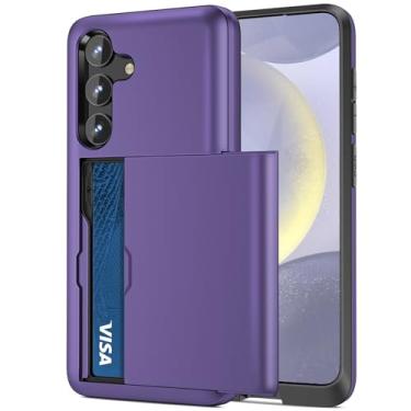 Imagem de Jiunai Capa para Samsung S25 S24 com porta-cartões carteira bolso cartão de crédito ID de licença dupla capa protetora robusta TPU Edge Slide capa de telefone para Samsung Galaxy S24 S25 6,2 polegadas