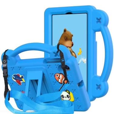 Imagem de Kwamaz Capa para tablet Onn 17.8 cm (modelo 2024) 100135924, com alça de suporte, capa infantil EVA à prova de choque para Walmart Onn Tablet Case 7'' Gen 4, azul
