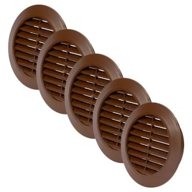 Imagem de Vent Systems Pacote de 7 cm com 5 grades marrons/registros de ar para porta de duto - Mini círculo - grade de ventilação - grades de ventilação interna - banheiro, armário, garagem através da tampa de